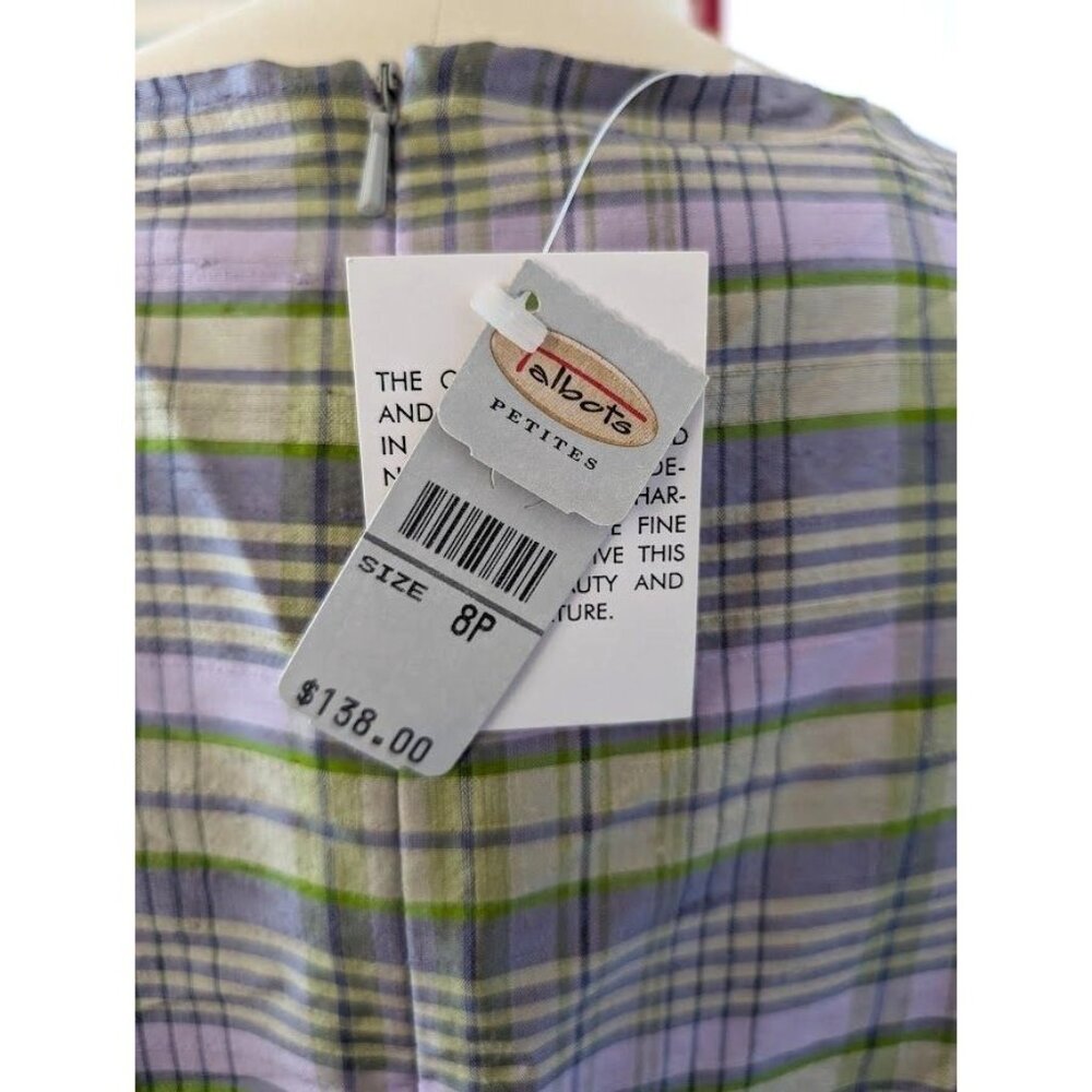 Women's Vintage Talbots Petite Pure Silk Shift Dress Size 8p Plaid Spring NEW - Picture 5 of 7